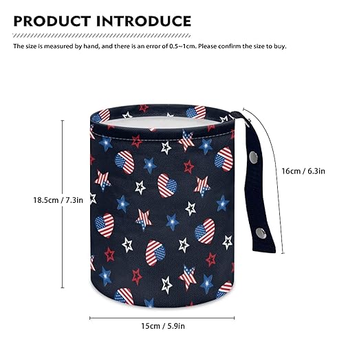 Brosoneto American Flag Star Car Trash Can Waste Basket Portable Car Garbage Bin Collapsible Accessories Trash Can for Car SUV Trucks Universal