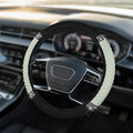 Car Steering Wheel Cover, Steering Wheel Accessories, Breathable Microfiber Leather Auto Wheels Protector, Universal 15 Inch Anti-Slip Protector for SUV Sedan Truck (Bling-White)