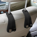 Adorila Car Seat Headrest Hooks - Vegan Leather Double Hook Purse & Phone Holder, Seat Back Organizer for Bags, Clothing & Handbags (Black, 2-Pack)
