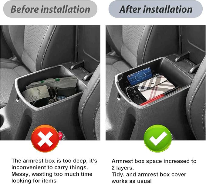 SKTU for 2021-2024 2025 2026 Kia Seltos Center Console Organizer 2024 2025 2026 Seltos Accessories Insert ABS Materials Tray 2025 Seltos Armrest Box Glove Secondary Storage Box with Coin and USB Hole
