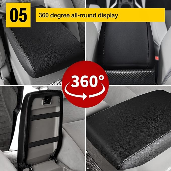 AOMSAZTO Console Covers for 2017 2018 2019 Mazda Mazda3 Armrest Covers for Mazda Mazda3 Black with Black Stiches