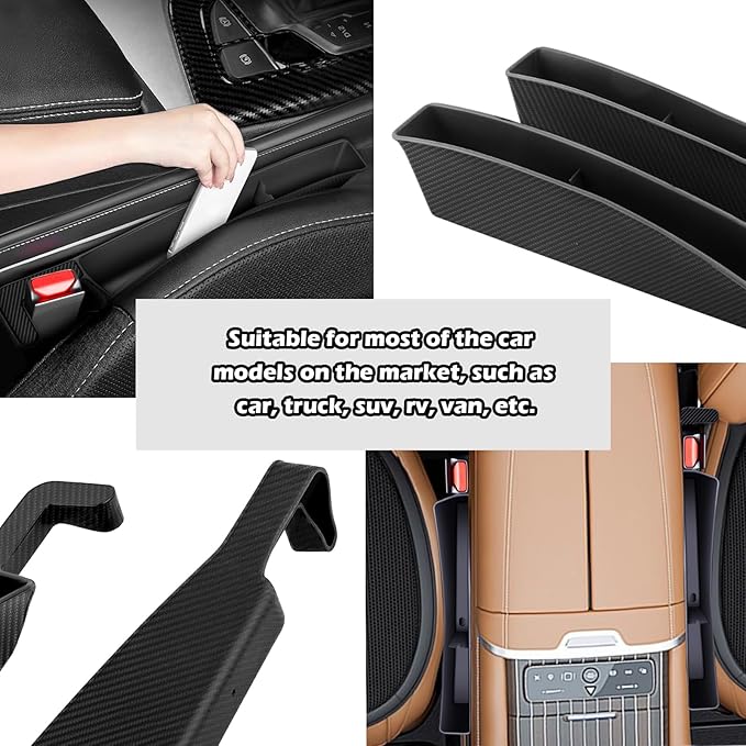 2PCS Car Seat Gap Filler Organizer with Charging Opening,Multifunctional Car Gap Filler Stop Things from Dropping,Universal Car Accessories Car Seat Storage Box for Phone Key Sunglasses