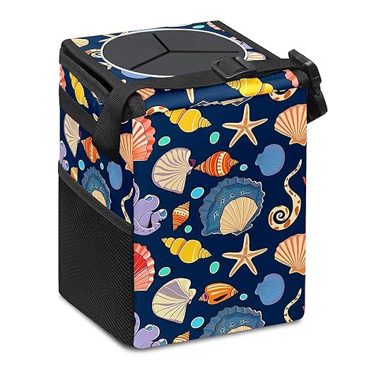GVGHIDZ Car Trash Can – Multi-Purpose, Lightweight and Portable with Durable Water-Resistant Coating, No Installation Required, Practical and Ample Capacity, Variety of Colors.Conch Shell
