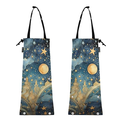 ALAZA Hanging Car Trash Bags Garbage Bag Trash Can for Back Seat Small Galaxy Mistery 17 Washable Storage Bag Retractable 2 Pack