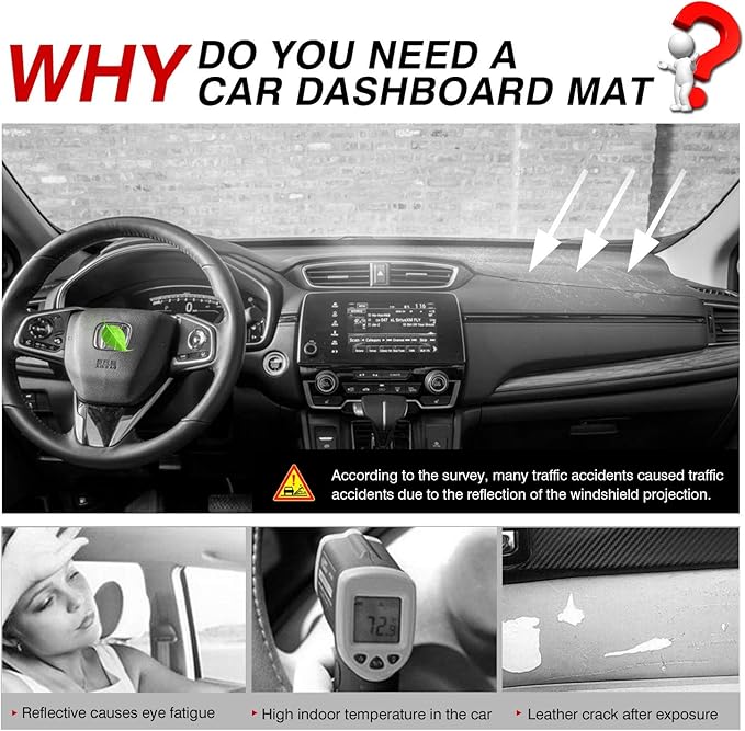 Cartist Suede Dash Mat Cover for Honda CR-V CRV 2017-2022 Dash Cover Nonslip Dashboard Mat Protector Sunshade No Glare