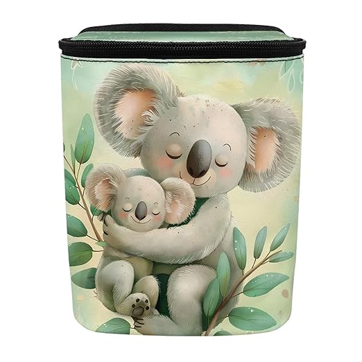 Cute Koala Mother-and-Baby Car Trash Can with Zipper & Hanging Design Suitable for Backseat and Behind Center Console