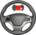 Microfiber Leather Car Steering Wheel Cover Anti-Slip Stitch Wheel Wrap Fit for Hyundai Elantra 4 2016-2018 Solaris 2017 Accent 2018,Red