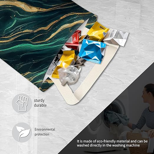 BEAKND Hanging Car Garbage Bag, Cute Car Trash Can Bag, Automotive Accessories for Women Men Luxury Green Marble
