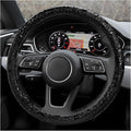 Leather Car Steering Wheel Cover, 15" Crocodile Pattern Anti Slip Car Wheel Wrap with Rose Grain, Four Seasons Universal Auto Steering Wheel Protector for Cars Trucks SUVs (Black)