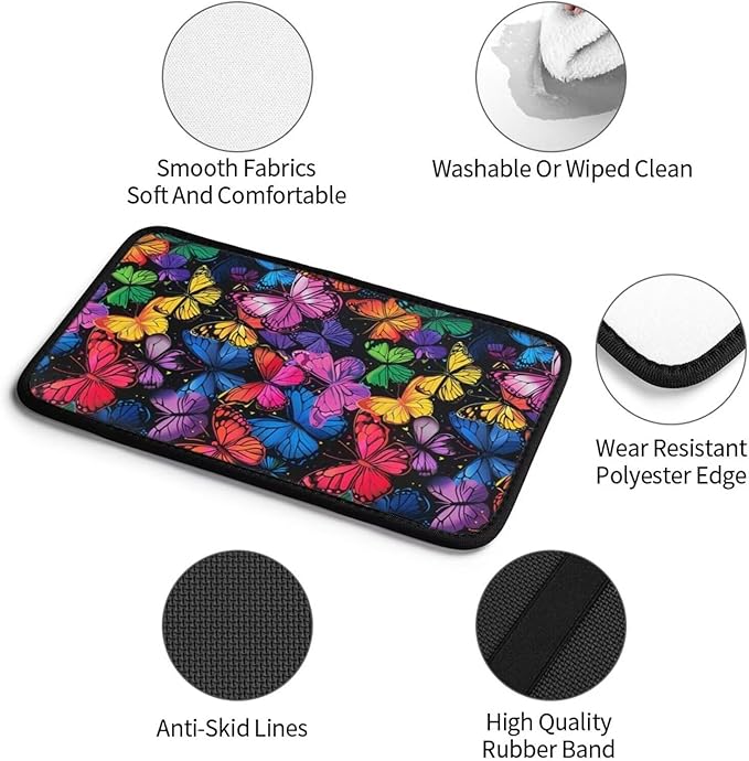 Colorful Butterfly Center Console Cover Butterflies Arm Rest Covers Armrest Pad Lid Cushion Pads for Most Vehicle, SUV, Sedan Animal Pink Blue Cars Accessories