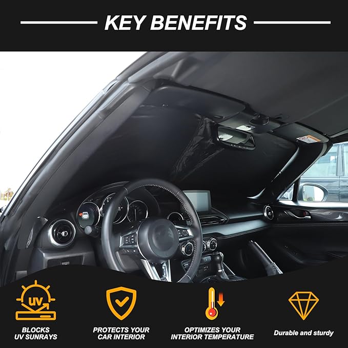 1 Pieces Car Sun Shade for Windshield,Sun Visor Front Windshield Sunshade,Foldable Windshield Cover Fits 2016 2017 and up, Compatible with Mazda MX5 (B)