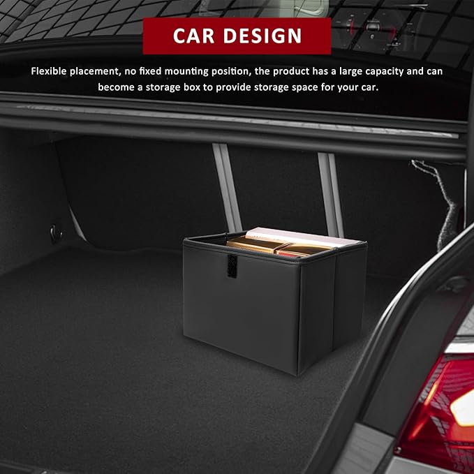 Car Trash Bin, Foldable Leather Auto Rubbish Can with Reinforced Bottom & Trash Bags, Waterproof Hanging Garbage Can Backseat Storage Box for Most Vehicles, Car Accessories (Black)