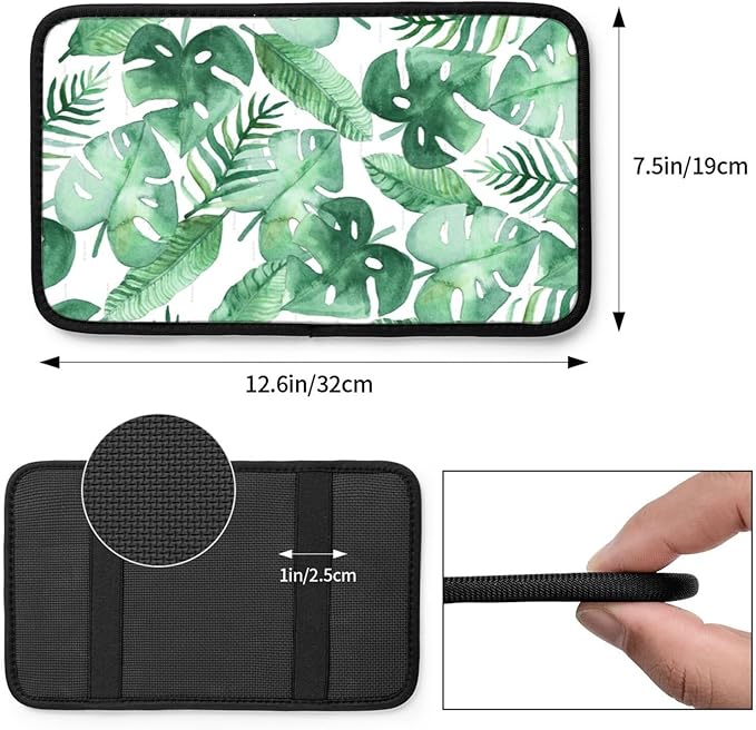 Tropic Leaf Auto Center Console Armrest Cover Pad, Universal Fit Waterproof Comfort Car Armrest Cushion for Most Vehicle SUV Truck