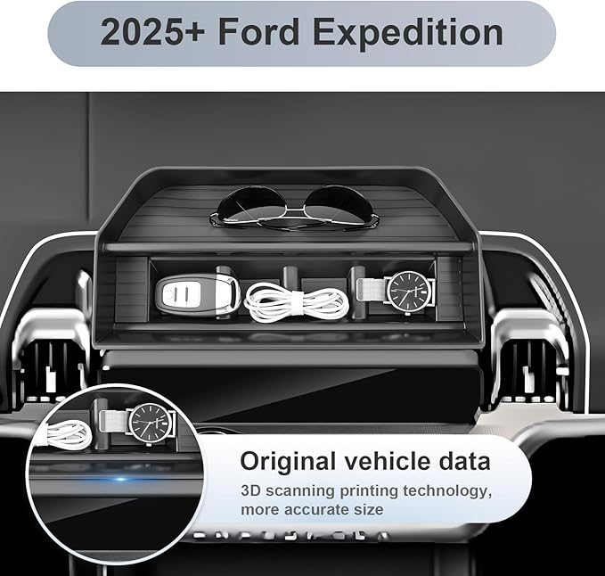 SKTU for 2025 2026 Ford Expedition Dashboard Organizer for 2025 2026 Ford Expedition Behind Screen Organizer 2025 2026 Expedition Dashboard Tray Ford Expedition 2025 2026 Accessories ABS Durable Tray