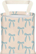 BEAKND Hanging Car Garbage Bag, Cute Car Trash Can Bag, Automotive Accessories for Women Men Cute Blue Beige Bow
