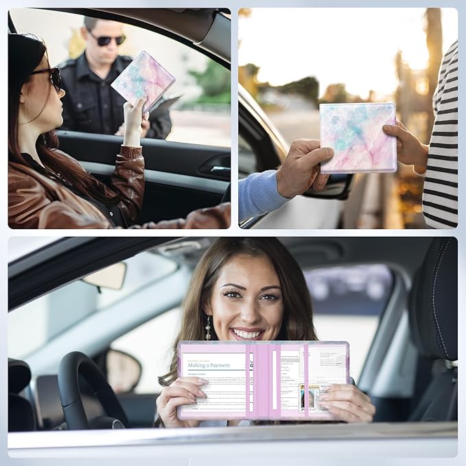 Pisypox Car Registration and Insurance Card Holder，Vehicle Glove Box Car Organizer，Accessories Case for Storing Driving Licences, Cards, Documents
