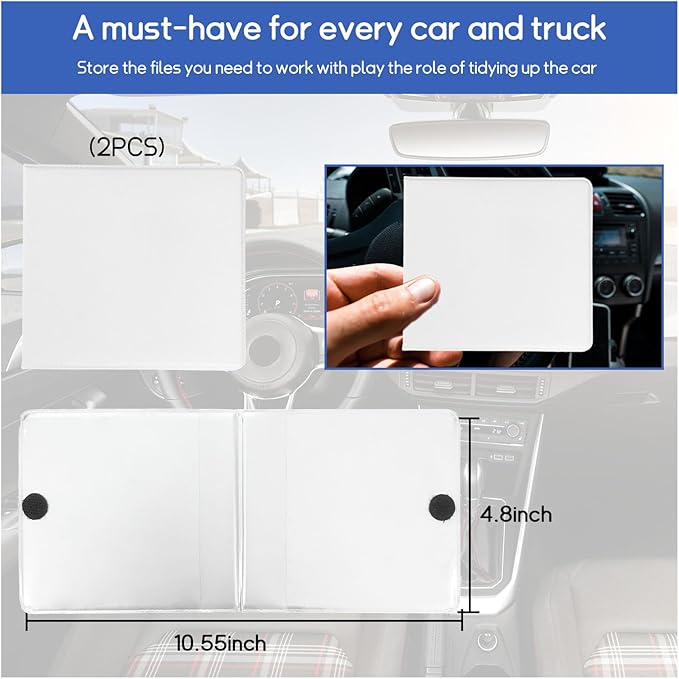 2 PCS Car Registration and Insurance Holder, 10.6''×4.8'' Essential Auto Card Glove Box Organizer with Closure, Vehicle Interior Accessories Perfect for Documents, Cards