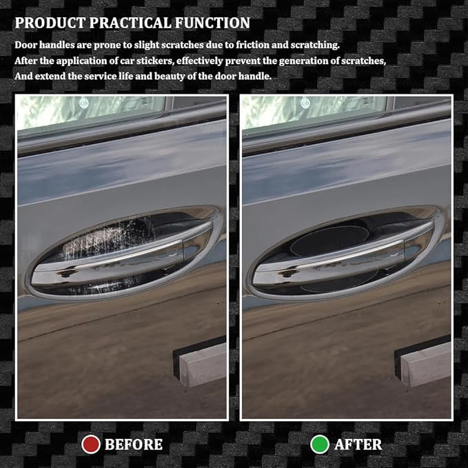 4PCS Car Door Handle Cup Scratch Protectors, Carbon Fiber Anti-Scratches Car Door Cup Protector, Universal Door Handle Protective Film, Car Door Handle Paint Cover Guard Pad for Most Car Handles
