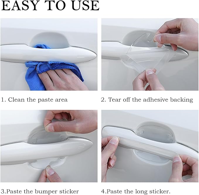 8PCS Car Door Handle Protector with Sport Word,Stylish PVC Car Door Handle Scratch Protector for Avoiding Scratch,Universal Cars Handles Protectors Cars Exterior Accessories (Transparent)