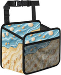 Beach Sea Shell Ocean Car Backseat Organizer PU Leather Automotive Back Seat Storage Bag Universal Hanging Garbage Box Travel Accessories Foldable