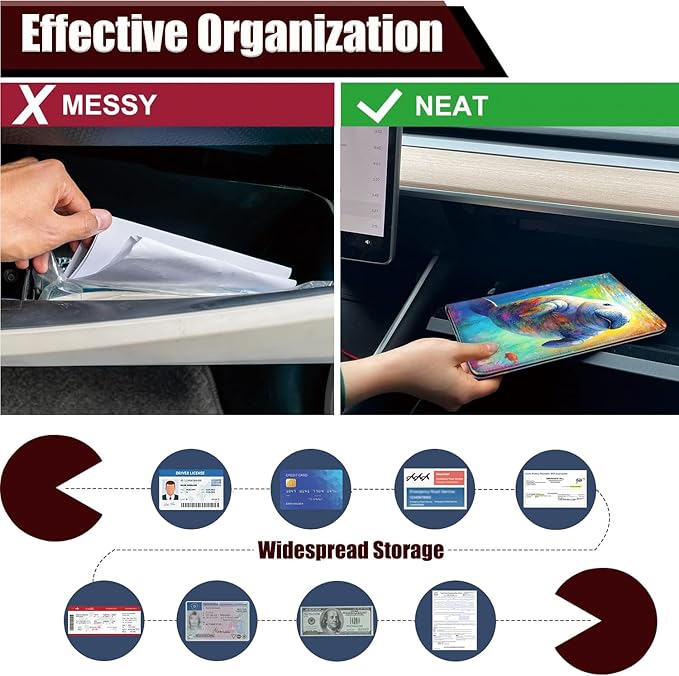 Car Document Holder with Magnetic Shut, Car Registration and Insurance Card Holder, Vehicle Glove Box Organizer Documents, Driver License, Auto Paperwork Organizer Wallet, Colorful Seal In The Seabed