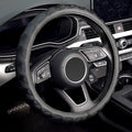 KAFEEK Steering Wheel Cover, Universal 15 inch, Microfiber Leather, Bamboo Weave Style,Breathable Non-Slip,Black