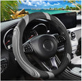 15 Inch Car Leather Steering Wheel Cover, Automotive Accessories Elastic Breathable Anti-Slip Soft Wheel Protector Fits Men and Women, Suitable for SUVs, Trucks, Vehicles and RVs (Light Gray)
