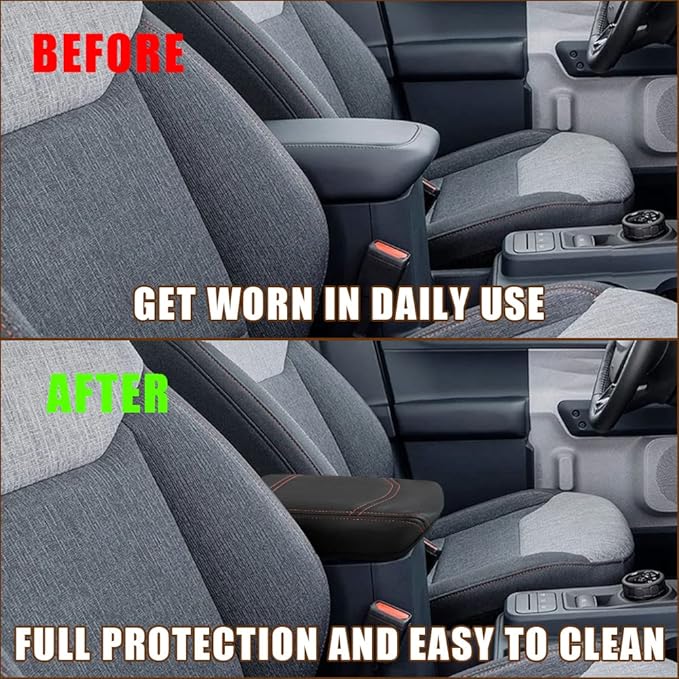 Muslogy Center Console Armrest Cover Compatible with Ford Maverick XL XLT Lariat 2022-2025 Accessories Cushion Pad Armrest Lid Protector Prevent Pets Scratches Regular Thick(Black)