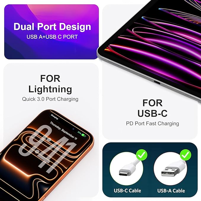 iPhone 15 16 17 Pro Max Charger, Upgraded Certified 3-Pack 20W Durable Dual Port PD Block Fast USB-C Wall Charger for iPhone14/15/16/17/Pro Max, XS/XR/X, iPad Pro, AirPods Pro, Samsung