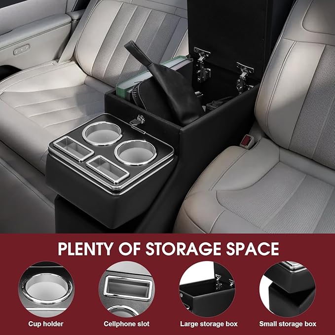 Tocsho Center Console Between Seat for Minivans, SUVs, Middle Van Console Floor Console Organizer Storage Box with Locking