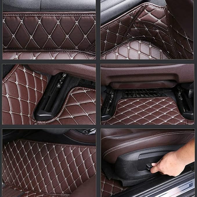 Custom Fit Car Floor Mats for Most Cars, SUVs, Trucks - Waterproof PU Leather All-Weather Floor Liners - Durable Anti-Slip Interior Car Accessories to Protect Vehicle Floors (Purple+Black Beige)