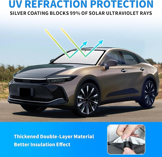 Thickened 2-Layer Front Windshield Sun Shade Compatible for Crown S230/S232 2022-present, Foldable Custom Fit Sunshade Blocks 99% Heat, Keeps Car Interior Cool (for Crown S230/S232 2022-present)