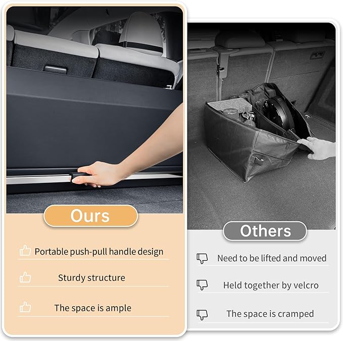 XCF Car Trunk Organizer, Sturdy Car Storage Organizer with Lid and Push-pull Handle Collapsible Leather Cargo Organizer for Suv, Truck, Sedan, Van (Black, 26.7 x 11.4 x 12.2in)