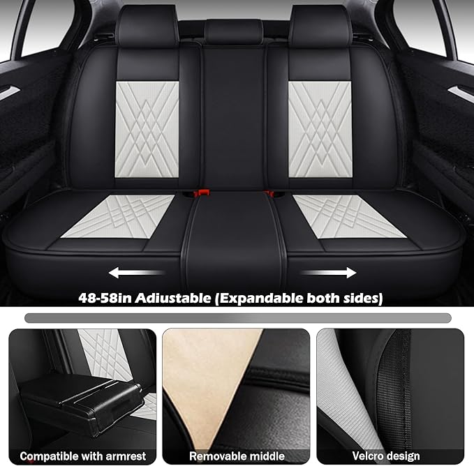 JGDL Car Seat Covers for Subaru Crosstrek 2016-2026, 5 Piece Set Nappa Leather Non-Slip Seat Protectors, Breathable Seat Cover Set. (Deluxe 5 Seats, Black White)