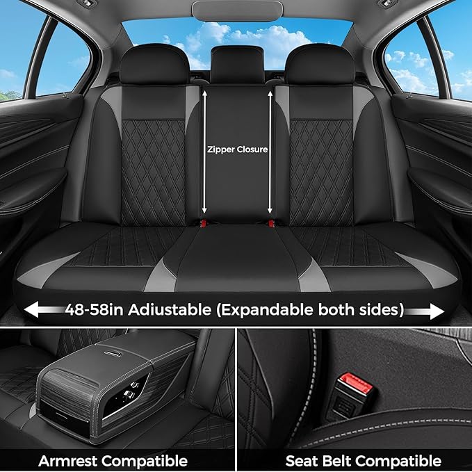 FLORICH Seat Covers, Car Seat Covers Full Set, Waterproof Leather Car Seat Protector, Front and Rear Seat Covers for Cars, Automotive Seat Covers Universal Fit for Most Cars SUV Truck