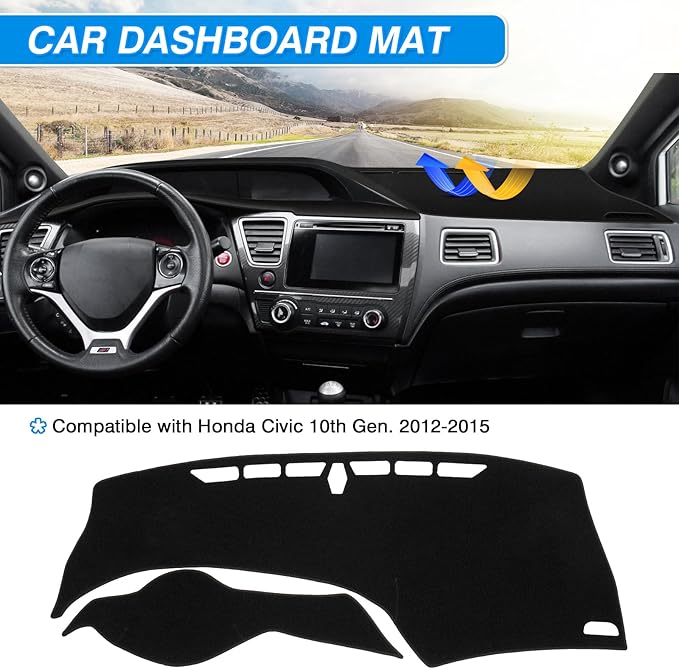 CARTIST Custom Fit for Dashboard Cover Honda Civic 2012 2013 2014 2015 Dash Board Cover Mat Non-Slip Pad Carpet Sunshield Protector