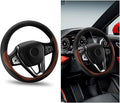 Car Steering Wheel Cover, Universal 15" Anti-Slip Auto Steering Wheel Protector for Men Women, Breathable Odor Free Leather Steering Wheel Car Accessories Fit Most Vehicles (Coffee)