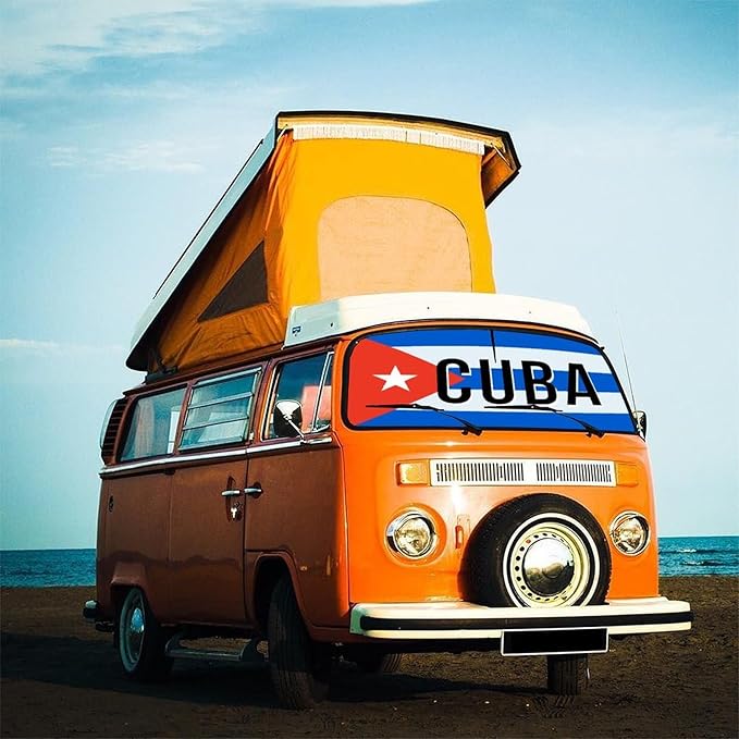 DOPINDU Cuba Flag Cuban Car Windshield Sun Shade Umbrella Bendable Handle Foldable Funny Cuban Flag Sunshade for Car Windshield Block UV Rays Keep Vehicle Cool for Sedans SUV Trucks Cars 57"x30"