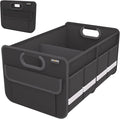 Homeve Trunk Organizer, Car Storage, Reinforced Handles, Collapsible Multi-Compartment Car Organizers, Foldable, Waterproof, 2 Compartments, Suitable for Car Accessories, SUV (Black, Standard)