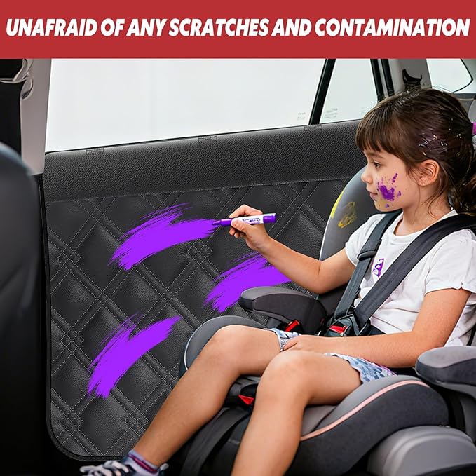 Surfcabin Dog Car Door Protector – 20% Larger Design for Sedans, Family Cars and Small SUVS, 2 Packs Thickened PU Material Waterproof Door Panel Covers, Protects Doors from Dog Scratching