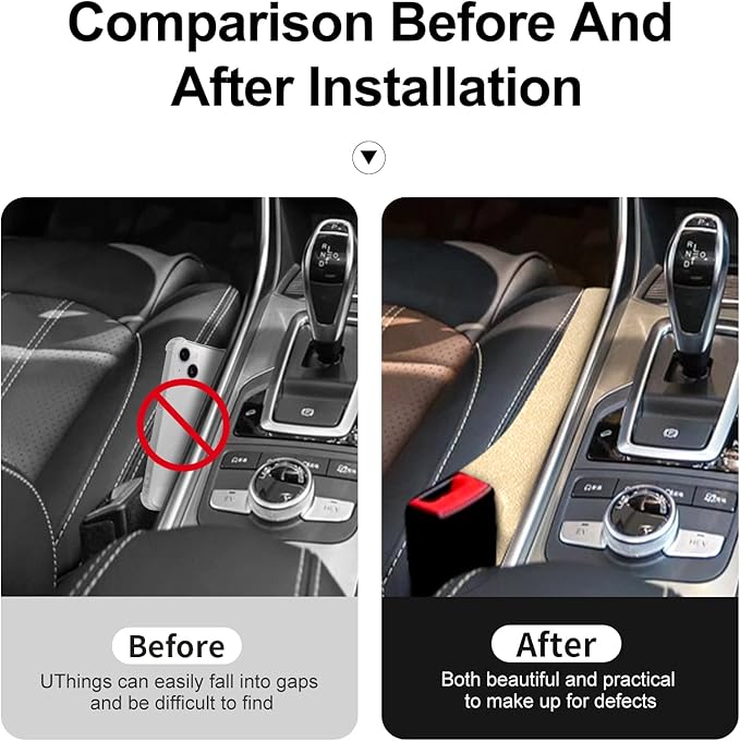 JAGAOSL Car Seat Gap Filler, Universal Fits Car SUV Truck PU Leather Crevice Blocker, Between Seat and Center Console, Stops Cellphone Wallet Keys Coins from Dropping, 2 Pack Beige