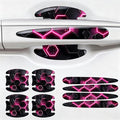 JRSMBCG 8PCS Car Door Handle Scratch Protectors,3D Patterned-Marking，Anti Scratch, Automotive Door Handle Paint Protective Film Cover Accessories, Universal for Most Cars (Black-Pink)