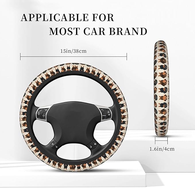 Dachshunds?Dogs Car Steering Wheel Cover, 15 Inch Steering Wheel Cover Stylish Decor for Most Cars