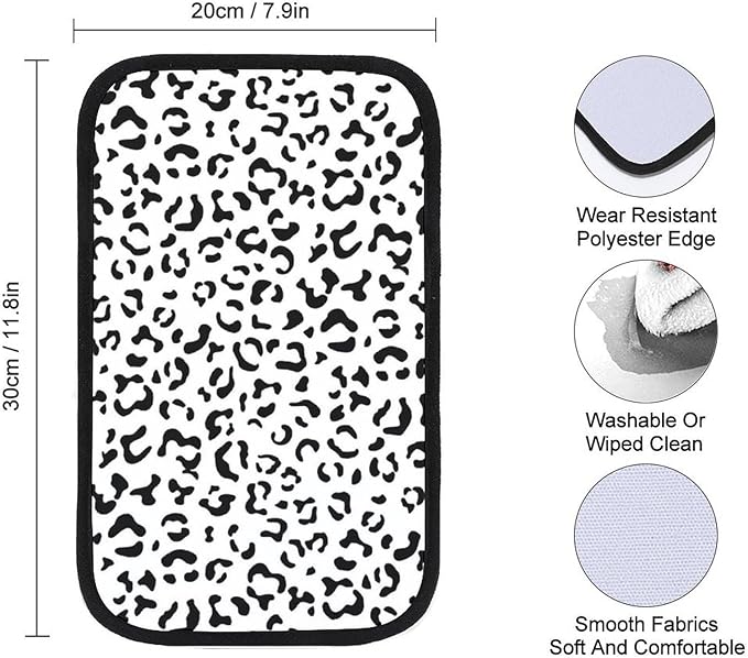 Black White Leopard Car Center Console Cushion Pad,Waterproof Armrest Seat Box Cover Protector,Comfortable Car Decor Accessories Fit for Most Cars, Vehicles, SUVs