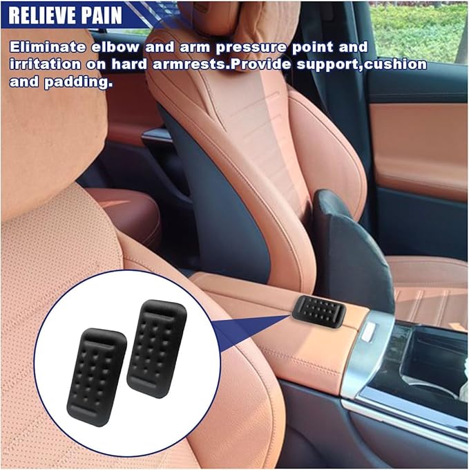 Arm Rest Elbow Pads for Car, Car Elbow Memory Foam Rest Pads, Removable Elbow Support Pad, Universal Car Center Console Armrest Cushion for Relieve Elbow Pain (2PCS)