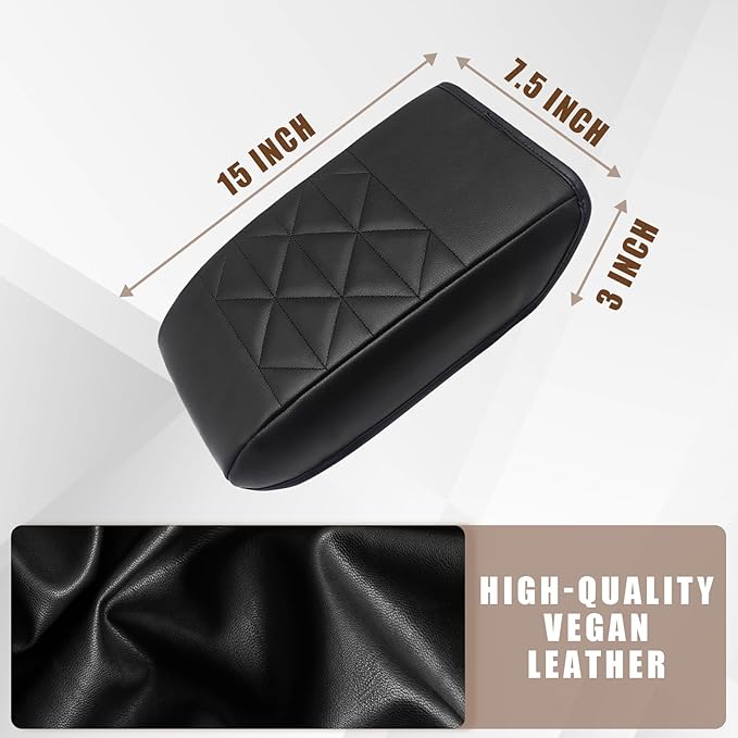 Muslogy for Accord 2026 2025 2024 2023 Center Console Cover Armrest Pad Vegan Leather Extra Soft Armrest Lid Protector Compatible with Honda Accord LX EX Sport Hybrid EX-L Sport-L Touring (V2 Black)