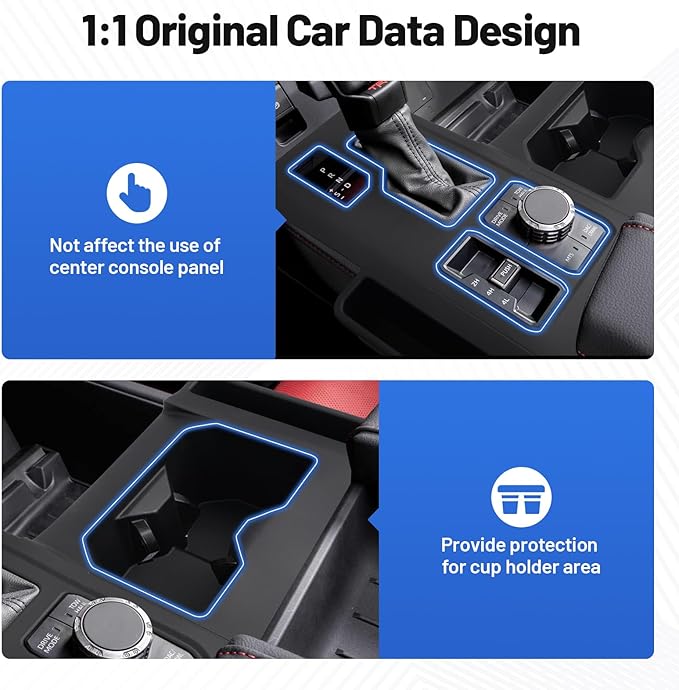 Canvcle Silicone Center Console Organizer for 2022-2025 Toyota Tundra Accessories - Center Console Gear Shift Panel Trim Cover Anti-Scratch Protective Pad with Cup Holder Inserts (Not for 2026 Tundra)