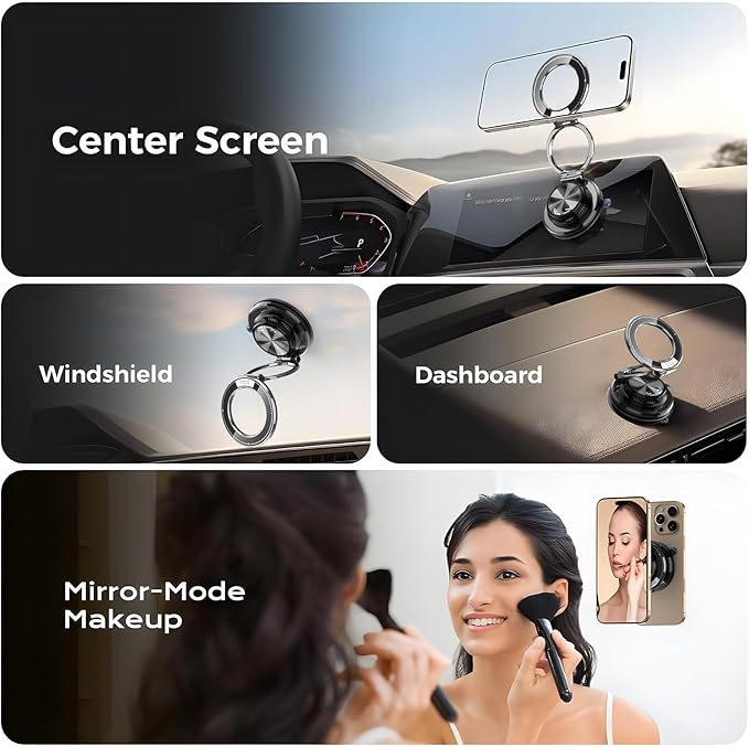 Magsafe Car Mount, Magnetic Car Phone Holder for Dashboard & Windshield, Strong Magnet 360° Rotation Phone Holders for Your Car Compatible with iPhone 12-17 Pro Max & Android Phones