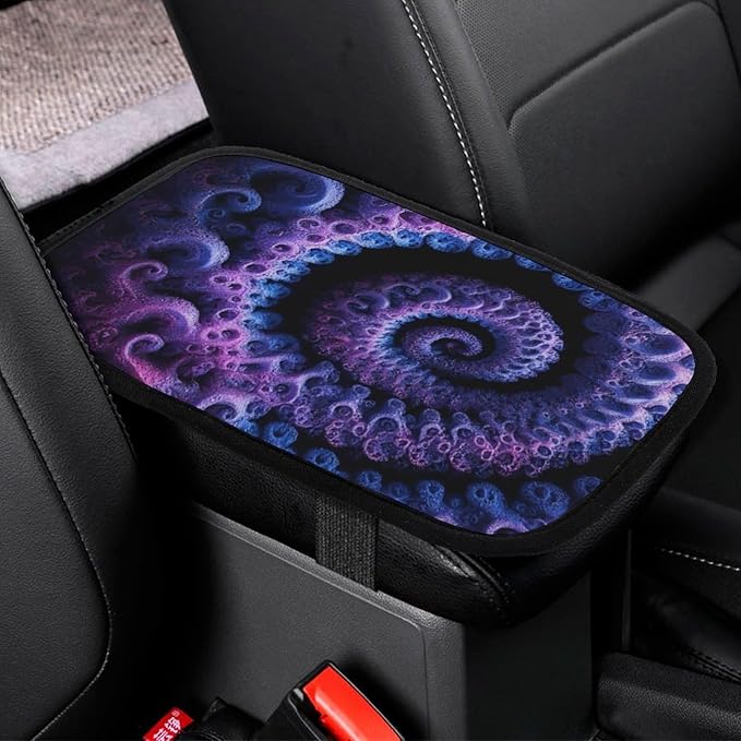 Universal Armrest Cover for Car Waterproof Auto Center Console Cover Trippy Purple Tie Dye Car Decorations Interior Accessories Fit Most Vehicles Truck