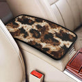 Center Console Cover Cow Cowhide Auto Middle Console Armrest Lid Protective Covers Brown Arm Rest Pads Car Decor Accessories
